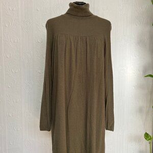 Early 2000 green polo turtle neck dress in cashmere size L Large - not perfect
